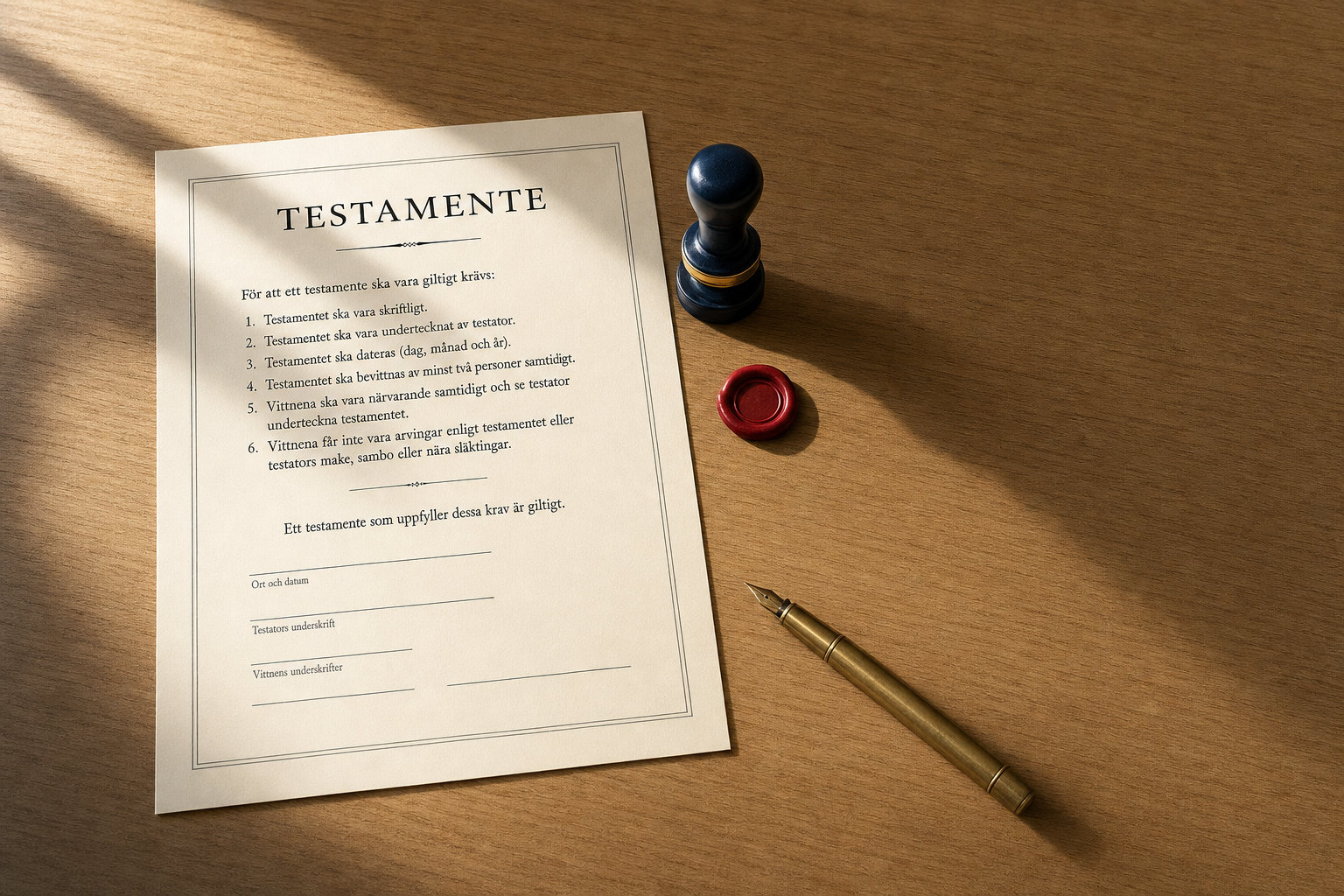 Hvilke krav stiller loven til et gyldigt testamente